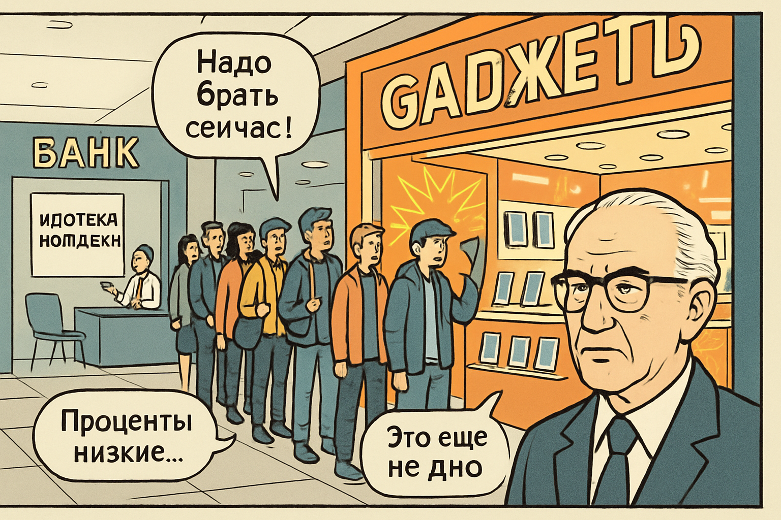 Мински смотрит на гаджеты